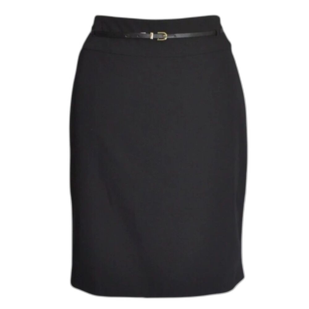NWT Liz Claiborne Career Black Pencil Skirt w/ Skinny Belt Sz 12